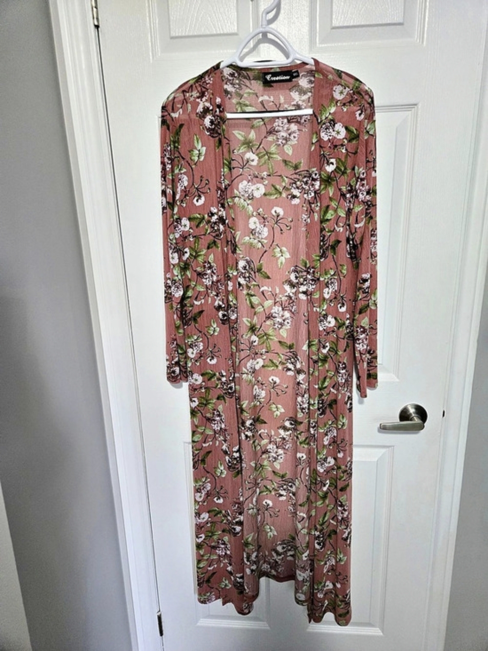 Creashion Floral Maxi Sheer Cover in Pink XXL Like New